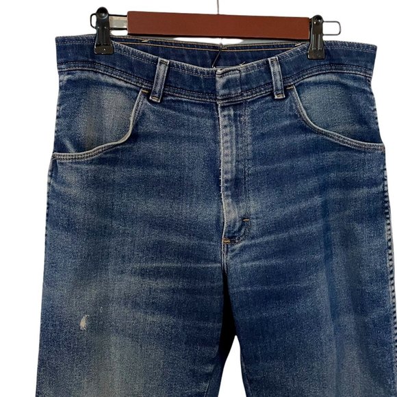 Wrangler Mens Classic Straight Jeans Blue Whiskered Pockets Denim 34 x 30 - Picture 7 of 11